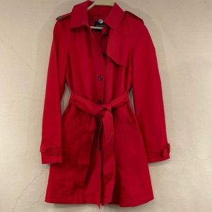EUC Hobbs red trench raincoat.